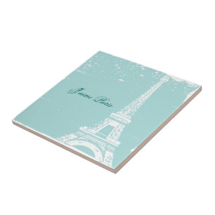 Blå Eiffel Tiles & Trivets Kakelplatta