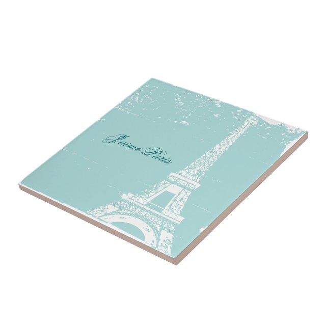 Blå Eiffel Tiles & Trivets Kakelplatta (Sidan)