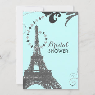 blå eiffel torn vintage paris möhippa inbjudningar