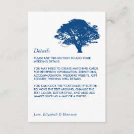 Blå ekar Träd, rosenisk/minimalistisk Bröllop-deta Tilläggskort