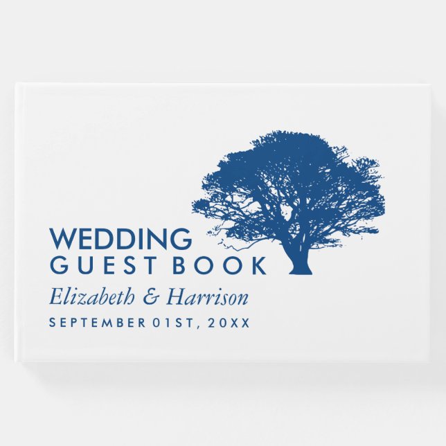 Blå ekar Träd, rosenisk och minimalistisk Gästböcker (Framsida)