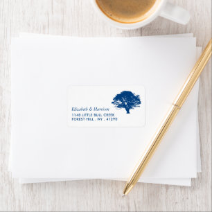 Blå ekar Träd, Rustik och minimalistiskt Bröllop Adressetikett
