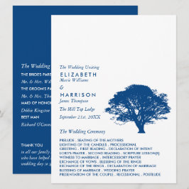 Blå ekar Träd, Rustik och minimalistiskt Bröllop Program