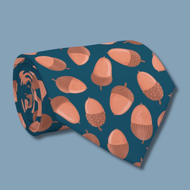 Blå Ekollon mönster Slips (Acorn pattern tie)