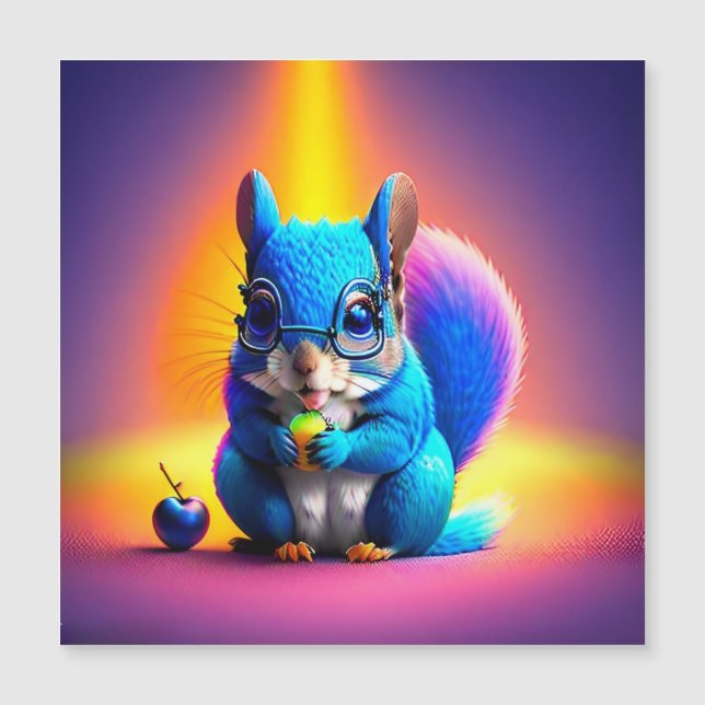 Blå ekorre som äter en frukt  (Framsida)