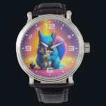 Blå ekorre som äter frukt armbandsur<br><div class="desc">Blå ekorre som äter frukt</div>