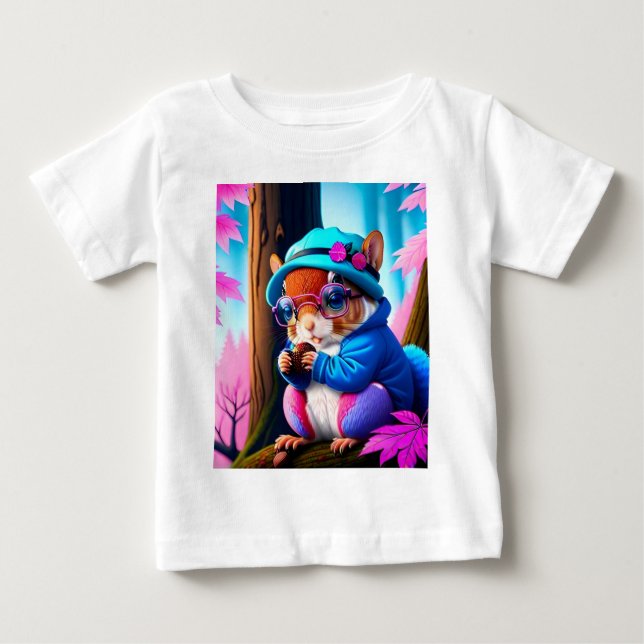 Blå ekorre som äter frukt t shirt (Framsida)
