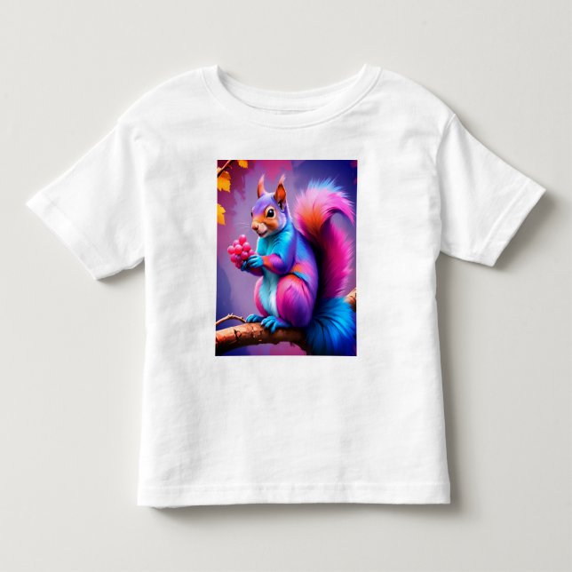 Blå ekorre som äter frukt t shirt (Framsida)