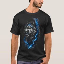 Blå Eld Varg T-Shirt | Fantasy Varg Grafisk Tee