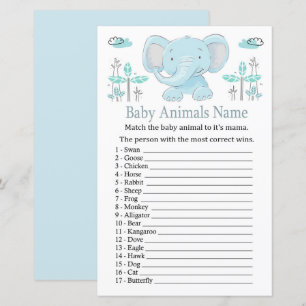 Blå elefant Baby Djur Namn Lek