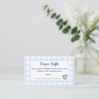 Blå Elefant Baby Shower Blöja Lotteri Kort