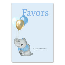 Blå Elefant Baby Shower Fördelar Kort 