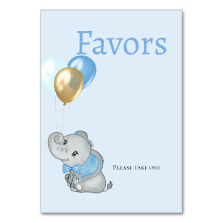 Blå Elefant Baby Shower Fördelar Kort 