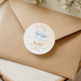 Blå Elefant Baby Shower Tack Det är en Pojke Runt Klistermärke