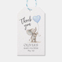Blå Elefant Baby Shower Tack-gåva etikett – Per st