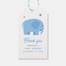 Blå Elefant Baby Shower Tacksamhetskort | Söt Safa