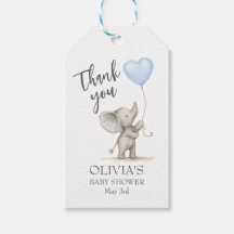 Blå Elefant Baby Shower Tacksamtgåva Tag - Per