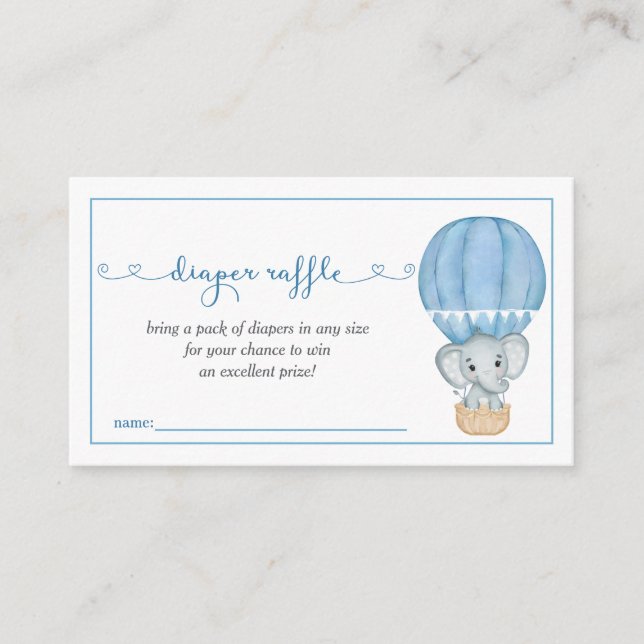 Blå elefant-babyskor - blöjor tilläggskort (Framsida)