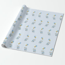Blå Elefant Bebis Shower- presentpapper