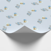 Blå Elefant Bebis Shower- presentpapper