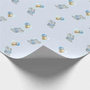 Blå Elefant Bebis Shower- presentpapper