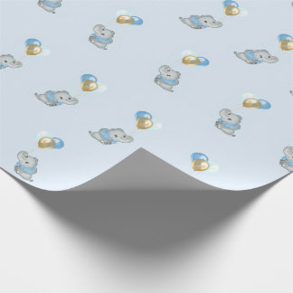Blå Elefant Bebis Shower- presentpapper
