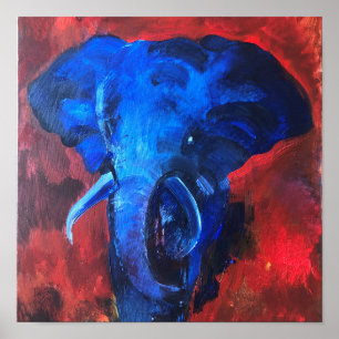 blå elefant, bilden av Ganesha, som tar med sig ap Poster