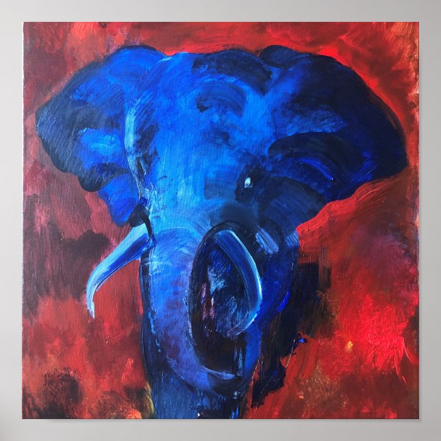 blå elefant, bilden av Ganesha, som tar med sig ap Poster (Framsidan)