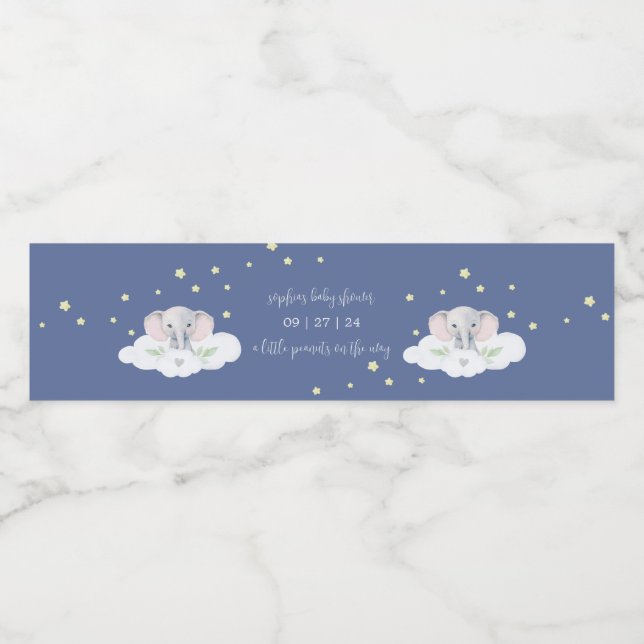 Blå elefant Boy-Vattenflaska etiketter (Singel etikett)