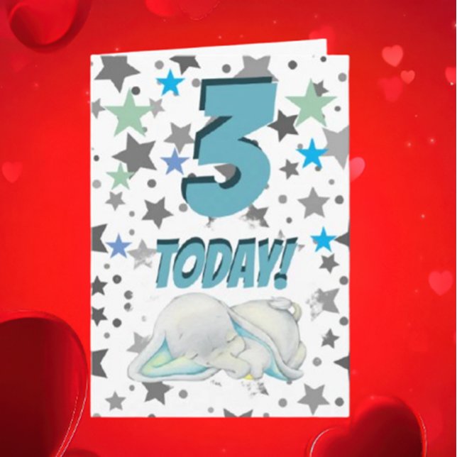 Blå elefant Födelsedagskort Kort (Hey there Birthday Superstar!)