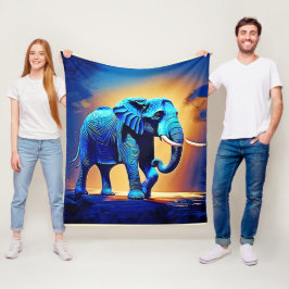 Blå Elefant Glöd Design Fleecefilt