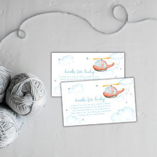 Blå Elefant Helikopter Böcker För Baby Shower Tilläggskort