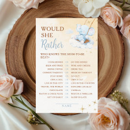 Blå Elefant 'Hellre Det Än Det' Baby Shower-spel