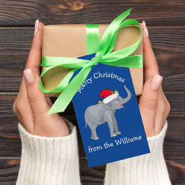 Blå elefant jul - den vackra Anpassningsbarna Part Presentetikett