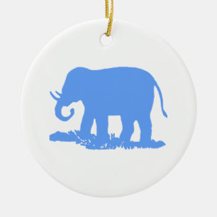 Blå Elefant Julgransprydnad Keramik