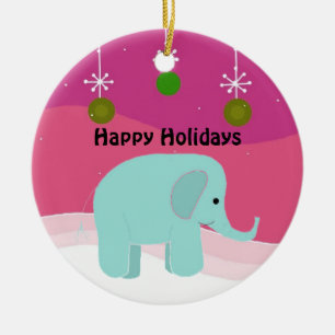 Blå Elefant Julgransprydnad Keramik