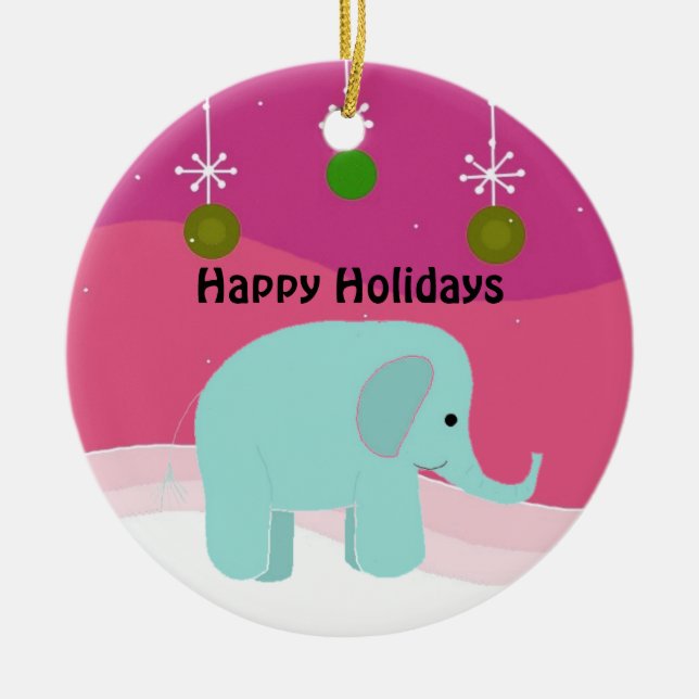 Blå Elefant Julgransprydnad Keramik (Framsidan)