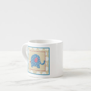 Blå elefant med vit Polka dots Espressomugg