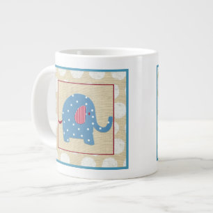 Blå elefant med vit Polka dots Jumbo Mugg