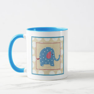 Blå elefant med vit Polka dots Mugg