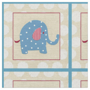 Blå elefant med vit Polka dots Tyg