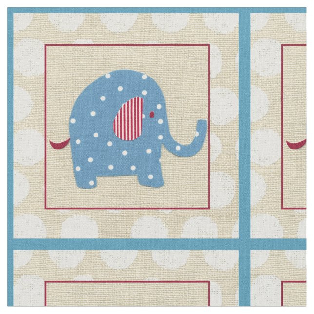 Blå elefant med vit Polka dots Tyg (Närbild)
