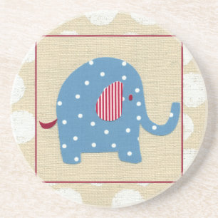 Blå elefant med vit Polka dots Underlägg Sandsten