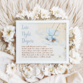 Blå Elefant Midnatens blöjor Baby Shower Poster