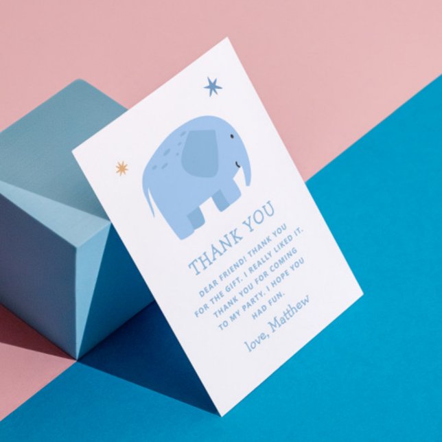 Blå Elefant | Mysig Safari Djungel Barnkalas Tack Kort (Skapare uppladdad)