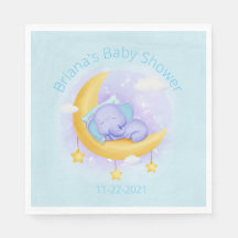Blå Elefant Pojke Bebis Shower