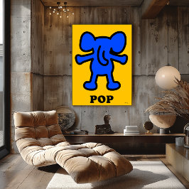 Blå Elefant Pop Art – Djärv Djurssilhuett Poster