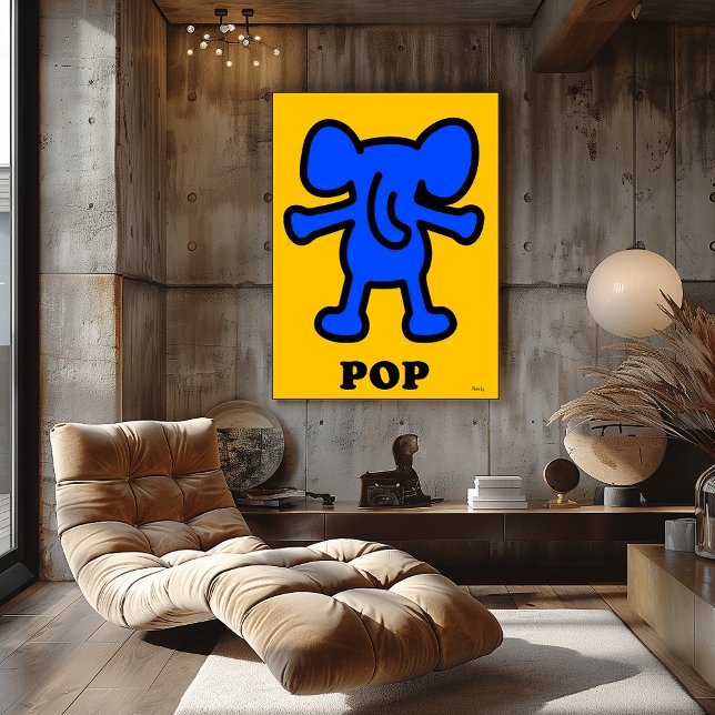 Blå Elefant Pop Art – Djärv Djurssilhuett Poster (Skapare uppladdad)