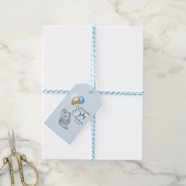 Blå Elefant presentkort Presentetikett (Med Snöre)