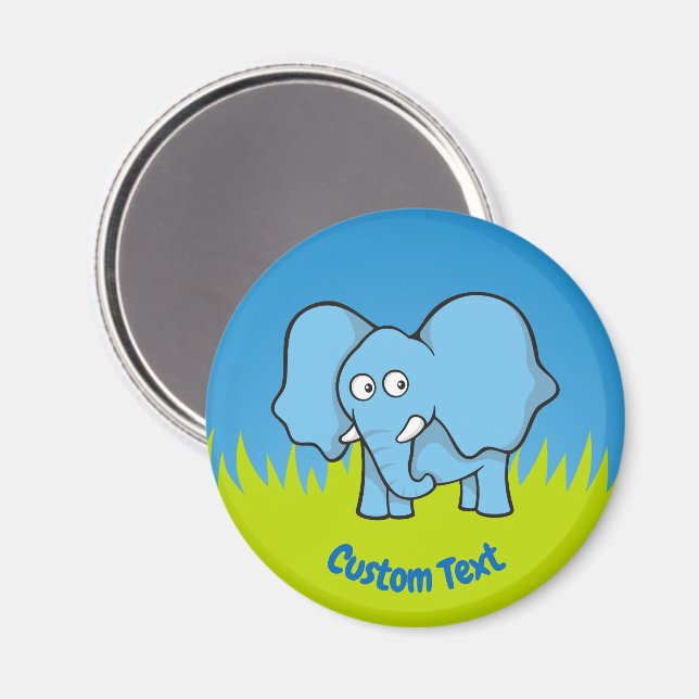 Blå elefant serieteckning magnet (Front/Back)